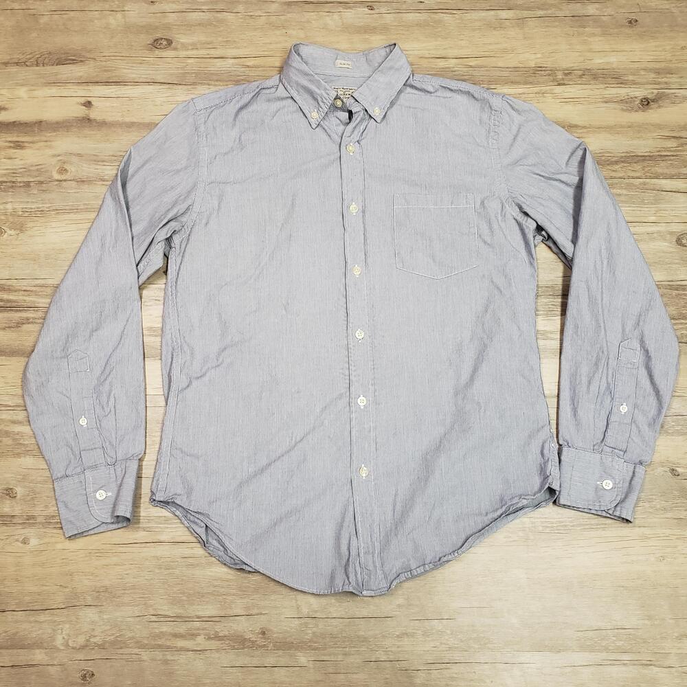 J.Crew Shirt Mens Medium Blue Stripe Long Sleeve Slim Fit Button Down Casual